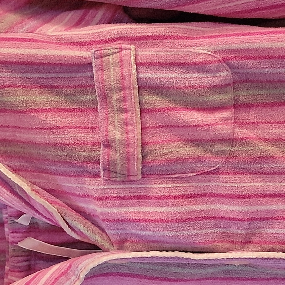 Pink striped fleece pajamas small - Picture 4 of 8